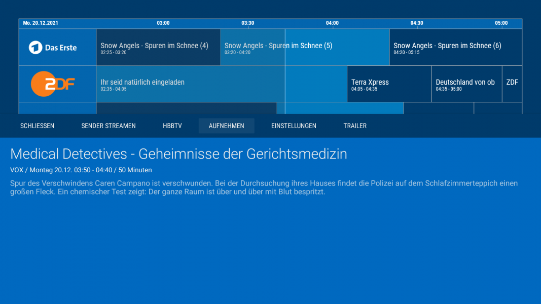 EPG mit Aufnahme
